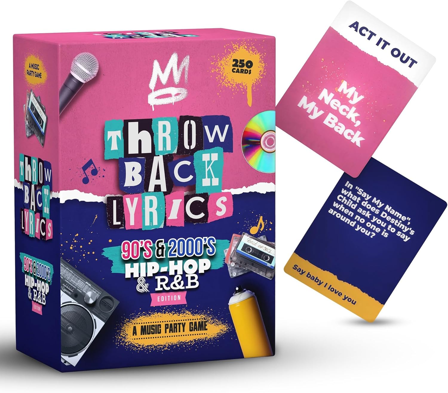 Throwback Lyrics 90s & 2000s Hip-Hop & R&B Finish the Lyrics Game & Charades | 250 Cards Music Trivia Game|Charades Game, Adult Party Game, Girls Games for Bachelorette Party