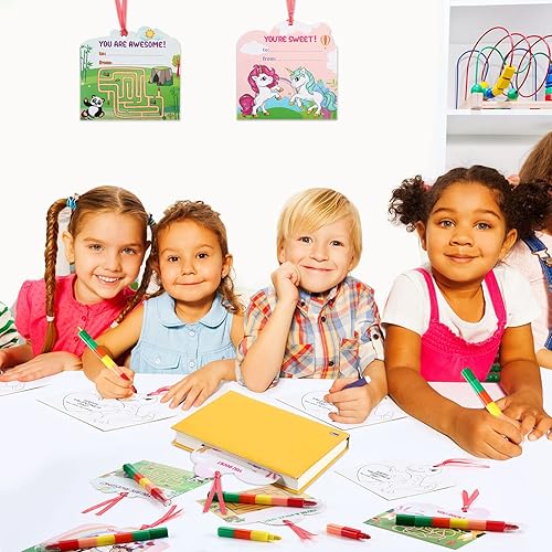 Miniatura 6 de Zonon Paquete de 20 regalos para el día de San Valentín para niños, 20 piezas, tarjetas de San Valentín con 20 lápices de colores de seis colores