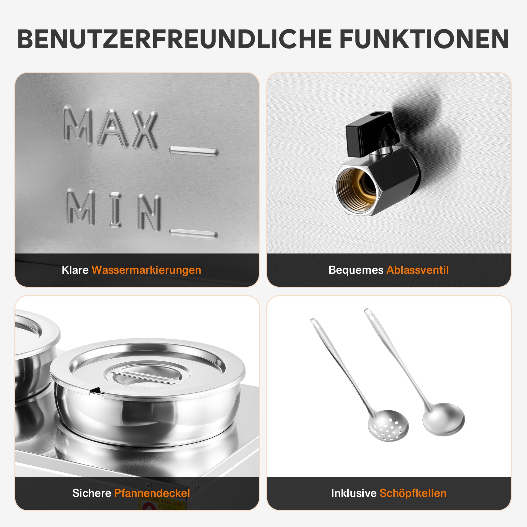 Wilprep Chafing Dish Elektrisch 14L (2 X 7L Rund) Profi Gastro Speisewärmer Buffetwärmer Elektrische Warmhaltebehälter Bain Marie mit Ablaufhahn & Deckel, 1500W 30-85°C Edelstahl für Buffets, Hotels