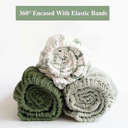 Miniatura 6 de Paquete de 3 fundas de muselina para cambiador de niñas y niños, 100% algodón suave, transpirables para la guardería del bebé (hoja)