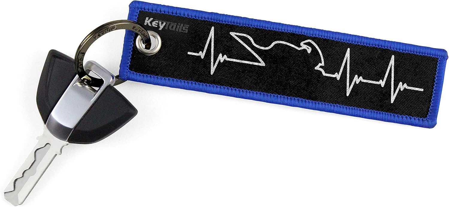 KEYTAILS Keychains, Premium Quality Key Tag for Motorcycle, Car, Scooter, ATV, UTV [Sportbike - Heartbeat]