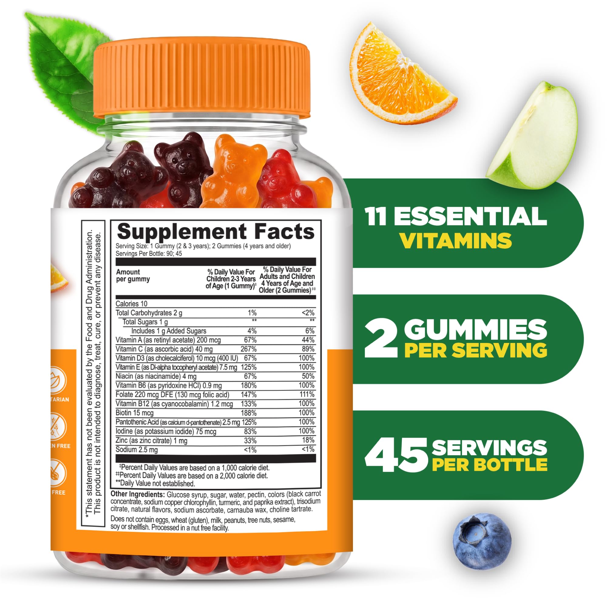 Lifeable Kids Multivitamin Gummies, Ages 2+, Vegetarian, Kosher, 90 Count — Amazon image 2