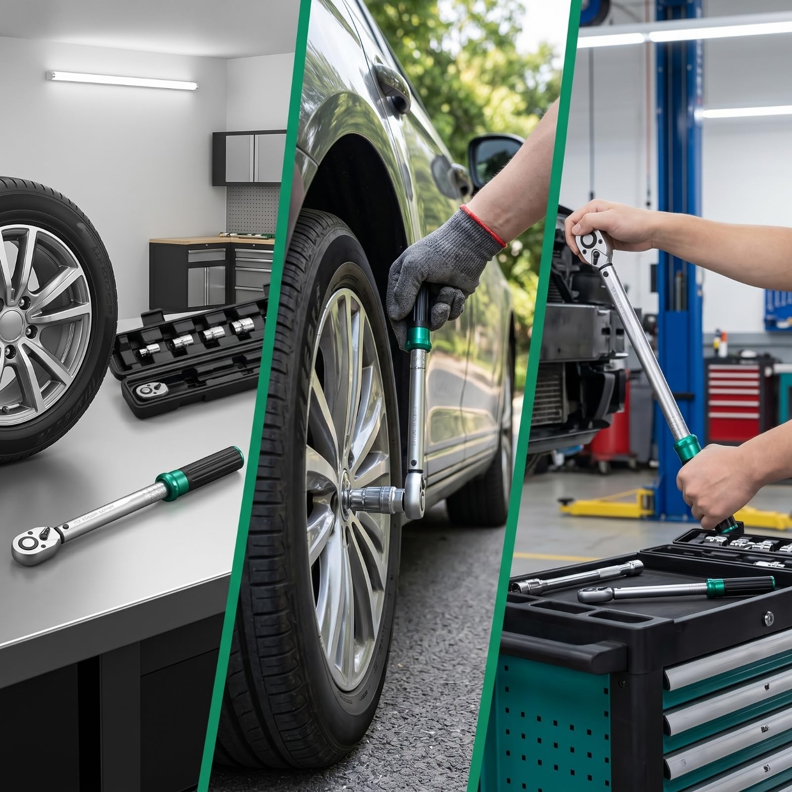 Reifendrehmomentschlüssel-Set Einstellbar Drehmomentschlüssel mit Koffer Stabil Schlüsselsatz für Autofahrer, Garage, Werkstatt
