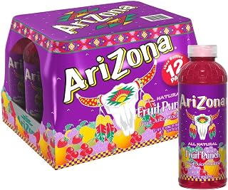 AriZona Fruit Punch Natural Fruit Juice Cocktail, 16oz Bottles Pack of 12 - 100% Natural, Vitamin C Fortified