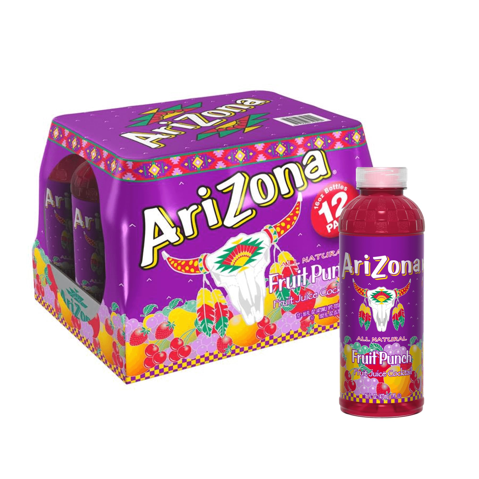 Amazon.com : AriZona Fruit Punch | Fruit Juice Cocktail | 16 Fl Oz
