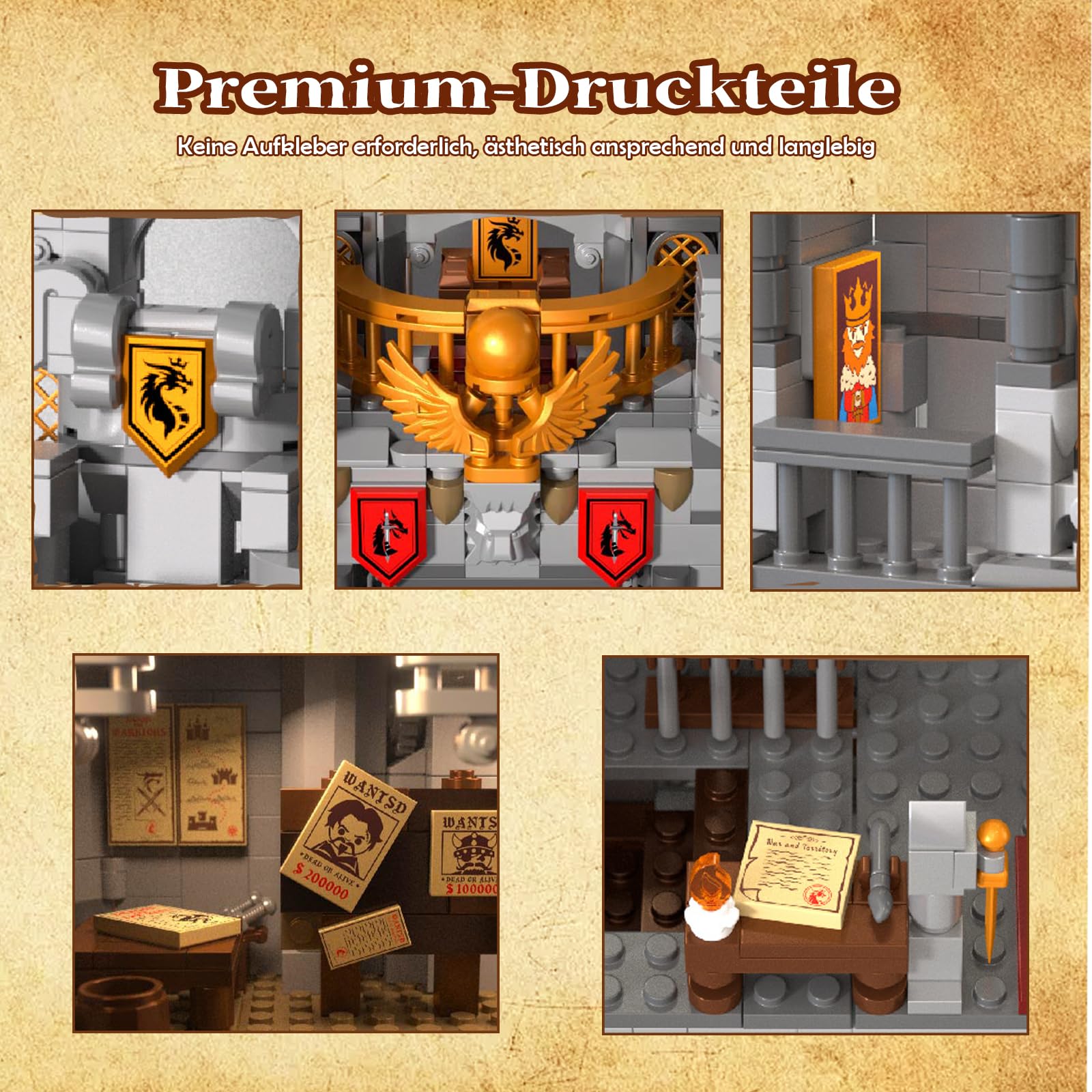 2 in 1 Mittelalter Ritterburg Bausteine Set, Klemmbausteine Haus Schloss Architektur Castle Modular Building für Erwachsene (2484 Teile)