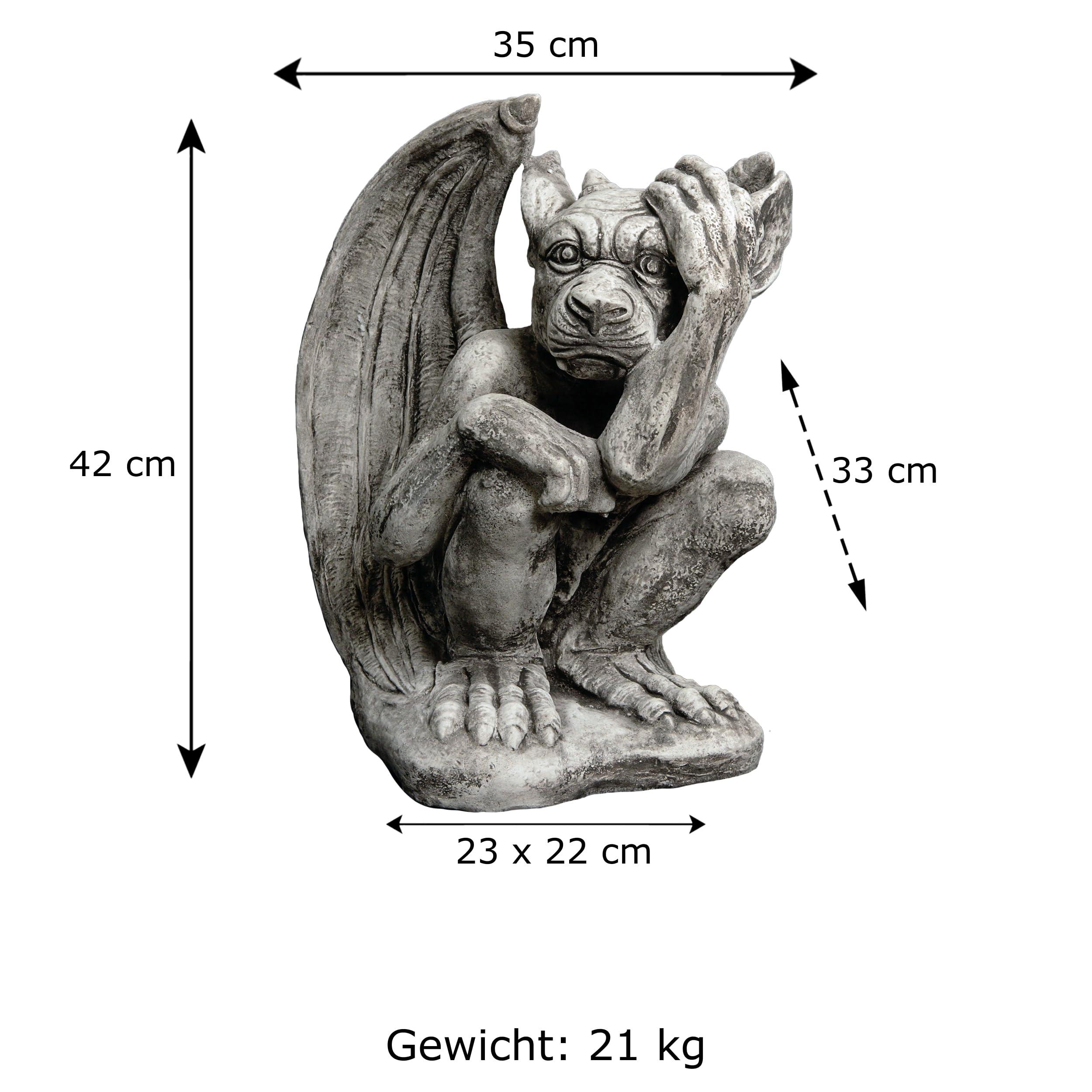 gartendekoparadies.de Duża masywna figurka kamienna Gargoyle – przemyślana figurka z odlewu kamiennego odporna na mróz