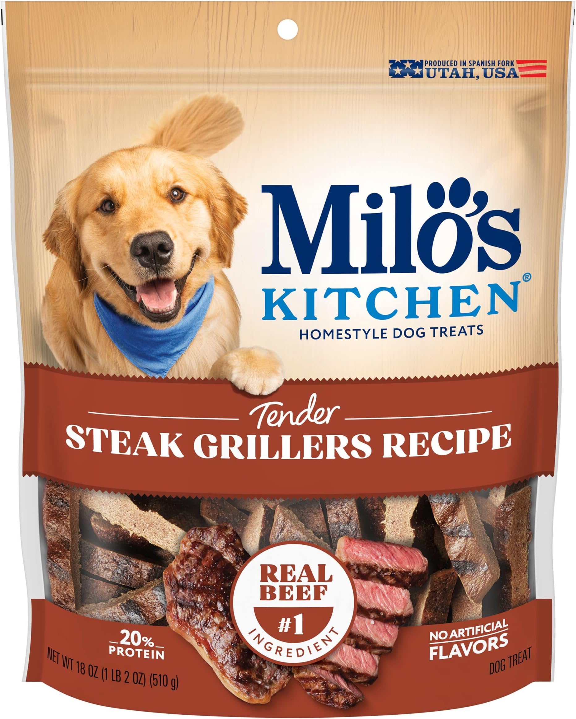 Milo’s Kitchen Steak Grillers Recipe Dog Treats, 18 Oz. Bag