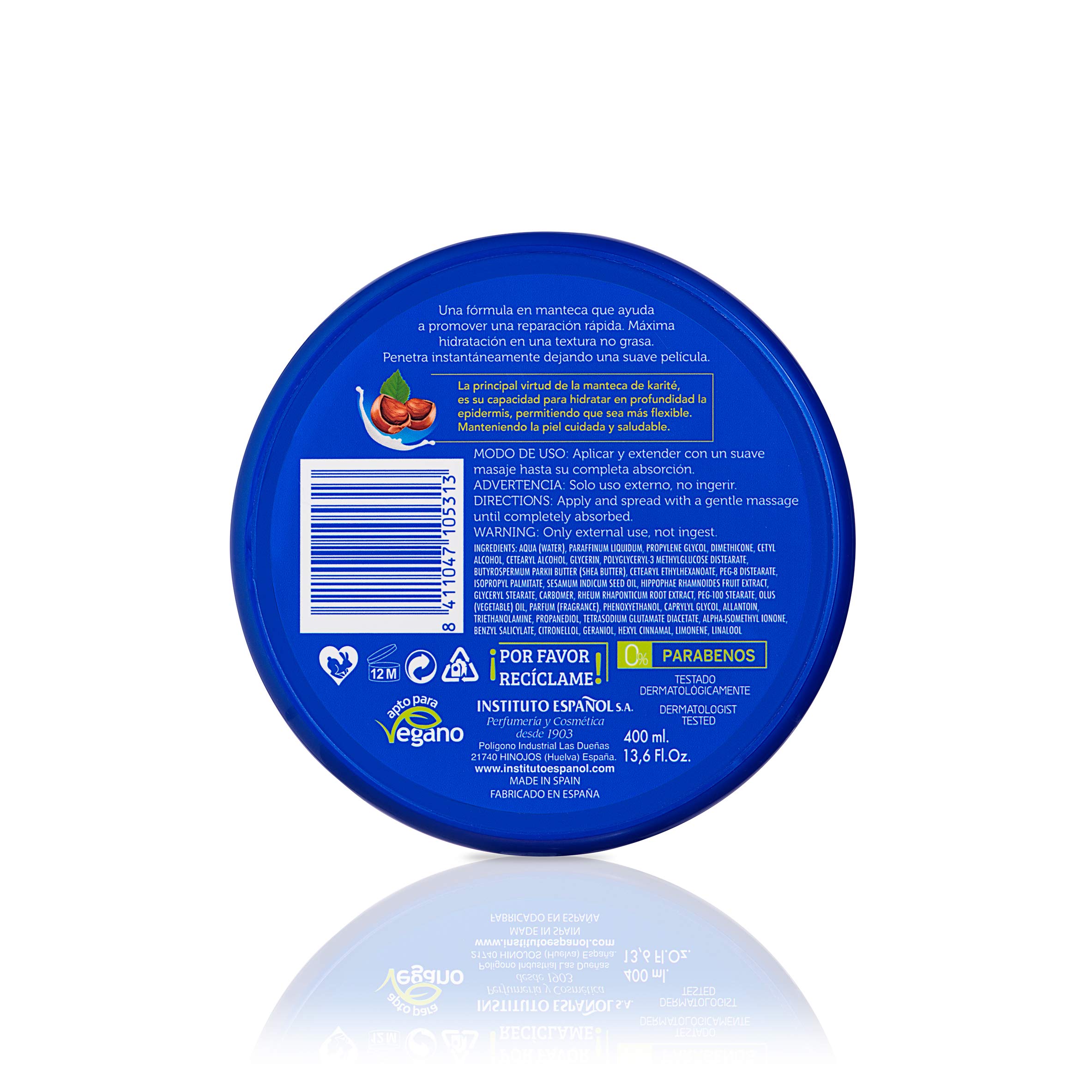 Instituto Español Cremige Körpercreme Tiegel 400 ml (Packung mit 4)