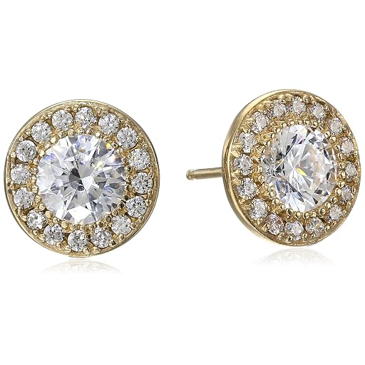 MockWares Collection Yellow Gold Halo Stud Earrings