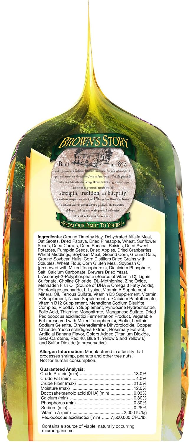 F.M. Brown's Tropical Carnival, Gourmet Pet Rabbit Food with High-Fiber Timothy and Alfalfa Hay Pellets, Probiotics for Digestive Health, Vitamin-Nutrient Fortified Daily Diet, 10 lb.