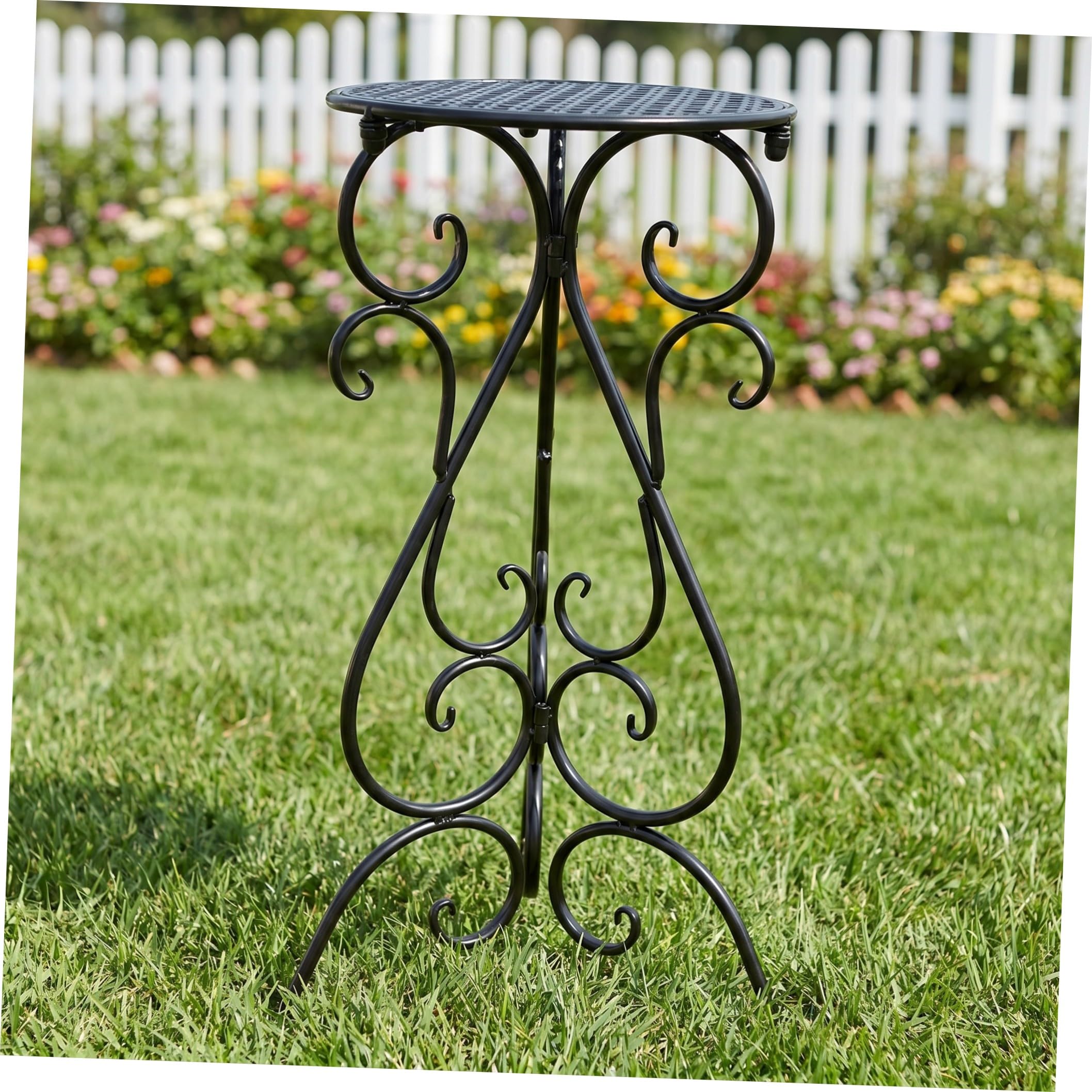 EXCEART Soporte para Baño de Aves de Hierro Negro de 22 Pulgadas Base Ancha y Diseño de Tripié Estable para Patio y Porche