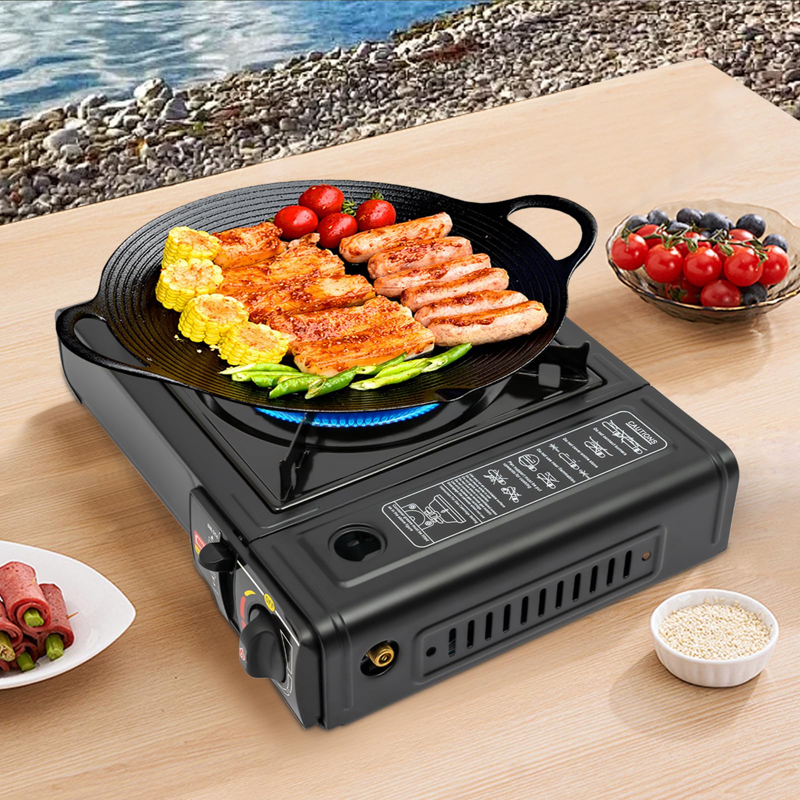 Barbecue esterno, griglia da tavolo, griglia elettrica per interni ed esterni su balconi, grill teppanyaki, adatto per sala da pranzo a casa e riunioni all'aperto