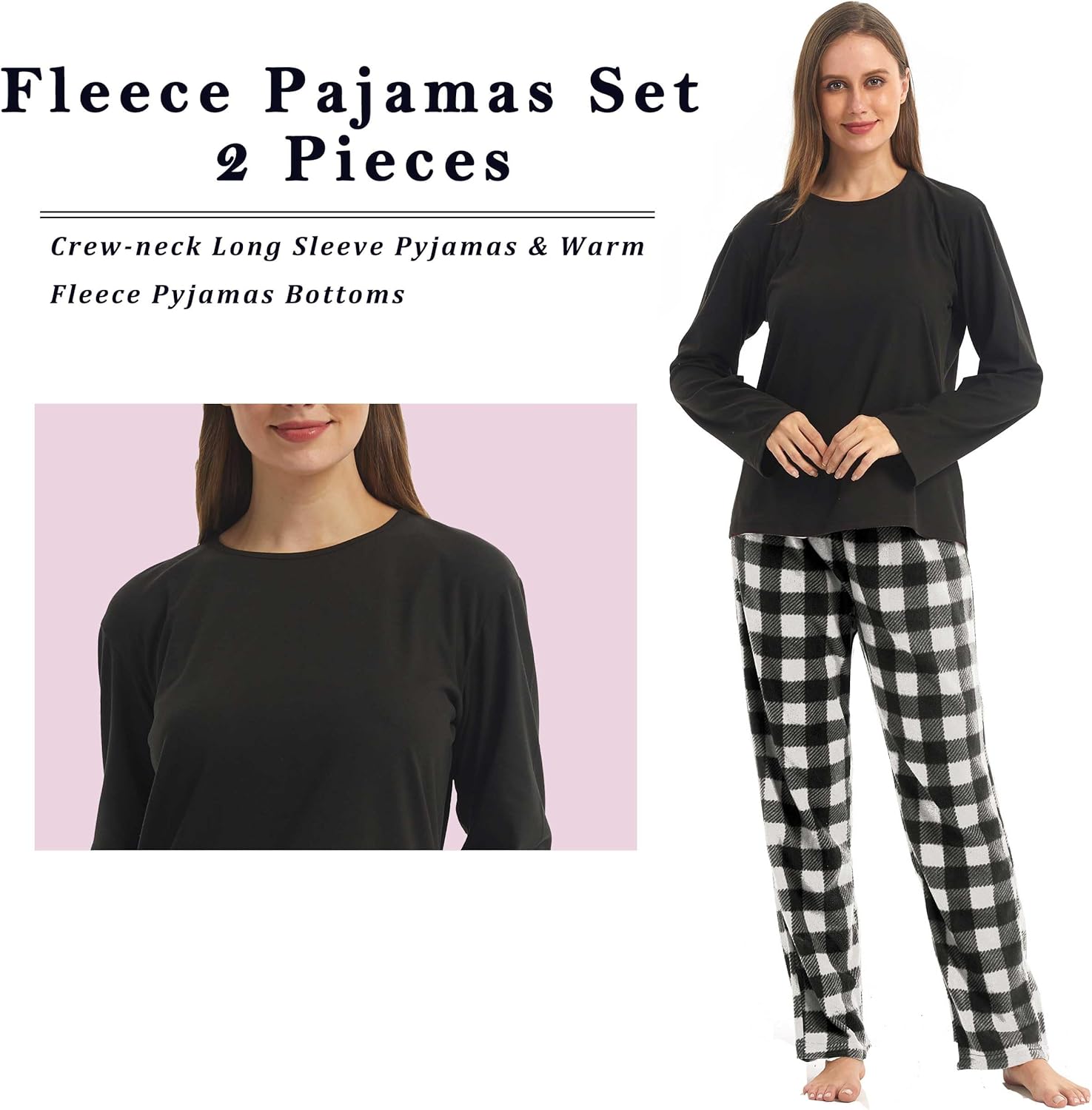 YUSHOW Matching Pjs for Couples,Plaid Pajama Set for Women and Men Soft Warm Fleece Shirt and Pants Sleepwear Set - Image 4