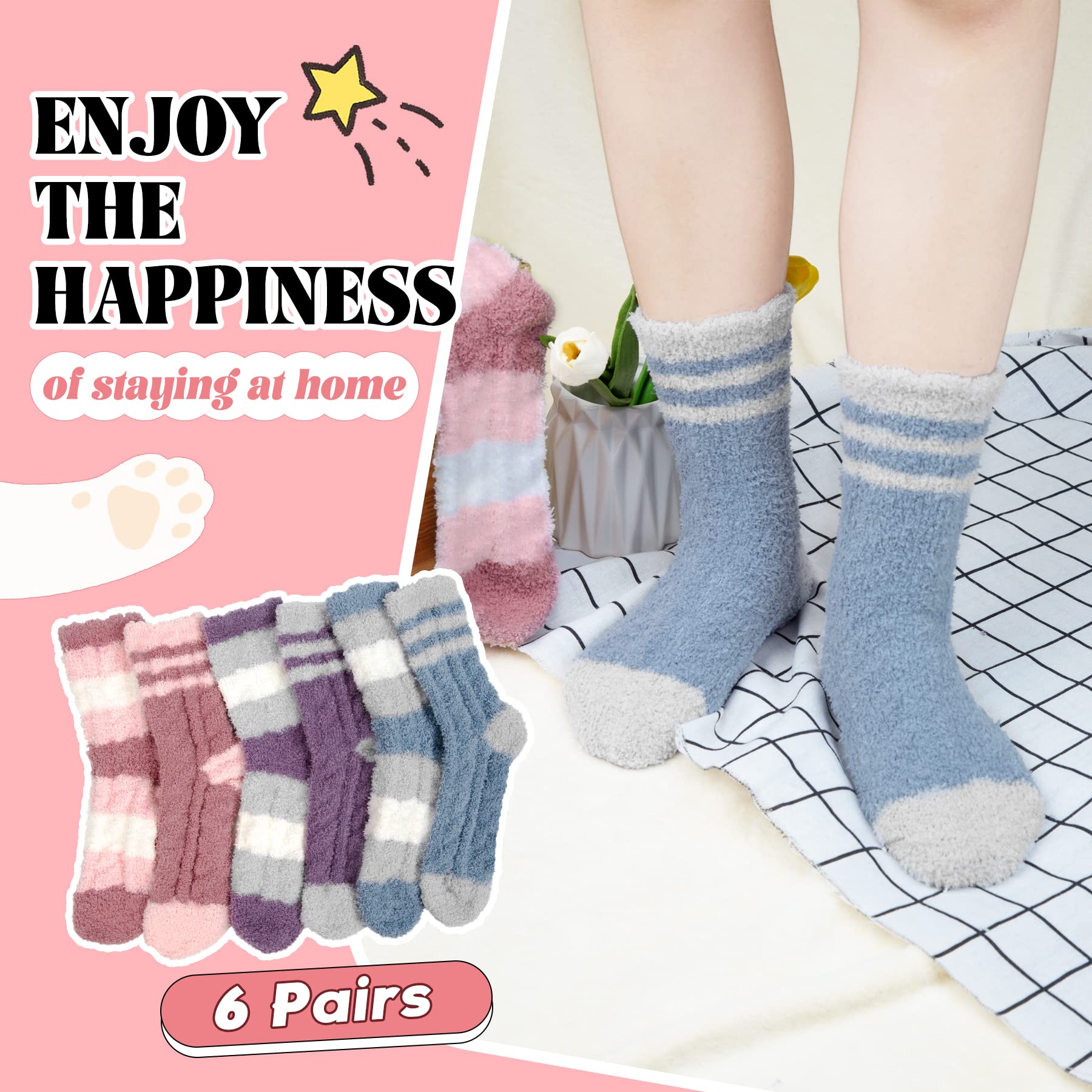 Justay Sowarm Calzini Soffici Donna Comodi Invernali Calzini Termici Caldi Spessi Calzini Casa Morbidi Letto Calzini Regalo Natalizi