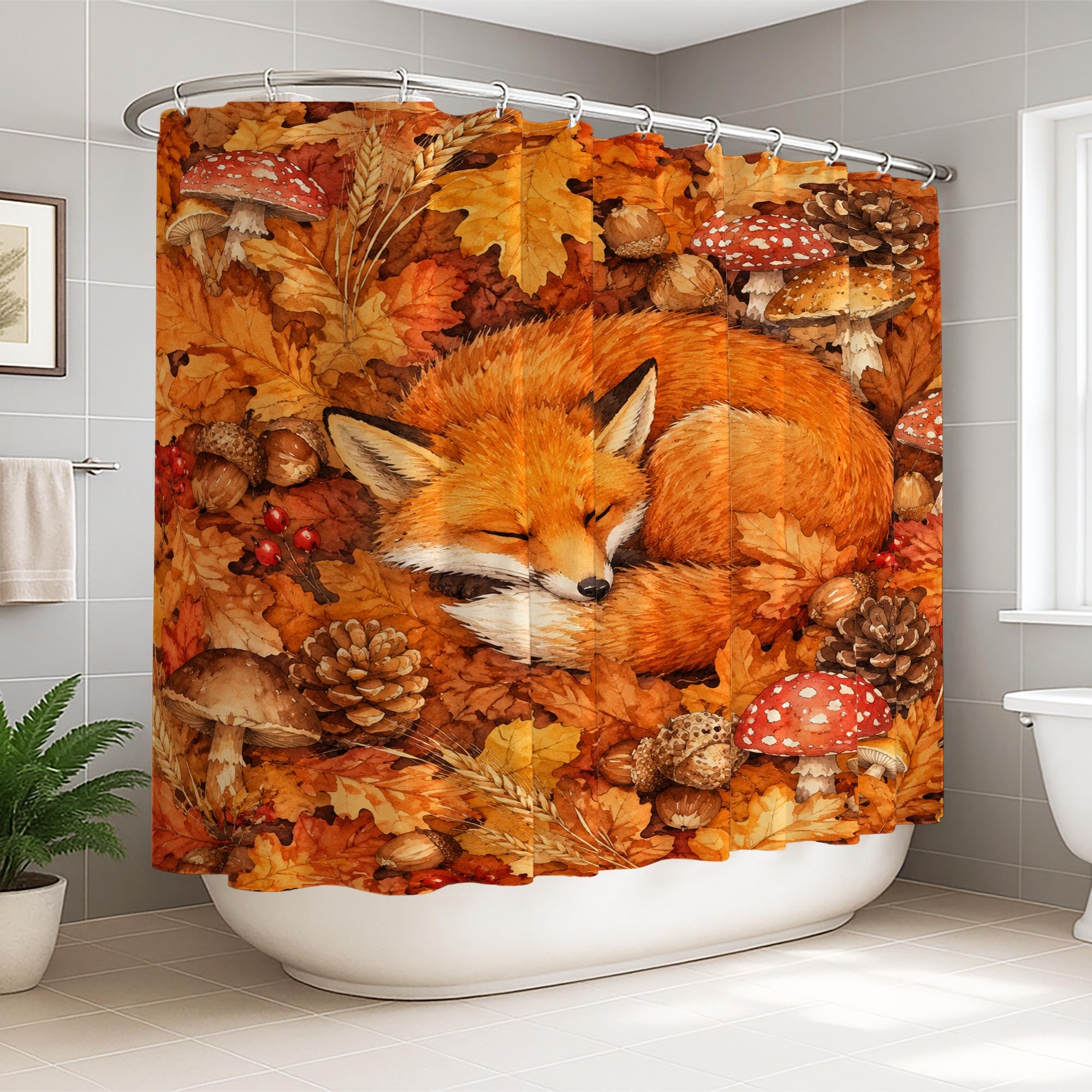 Rideau de douche lavable en tissu rustique haut de gamme orange