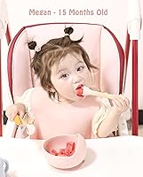 Vista 5 de Ginbear Cucharas y tenedores de silicona para bebés de 12 a 18 meses, juegos de cubiertos para bebés de punta suave para niñas, utensilios