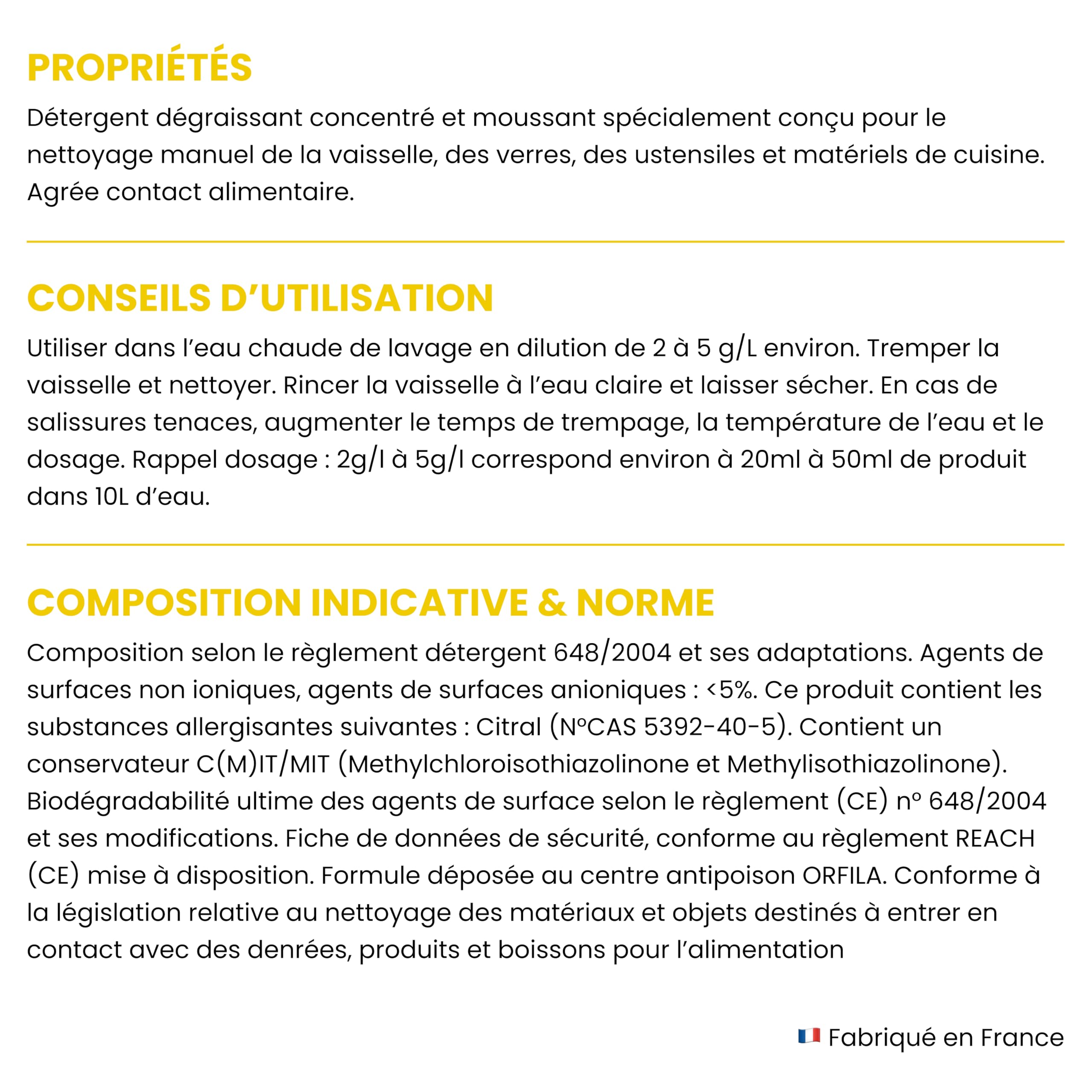 Liquide Vaisselle Manuel 5L - Produit Vaisselle Liquide PLONGY’LAV en Bidon - Produit Dégraissant Parfum Citron - Grand Format Économique pour Usage Intensif - Made in France