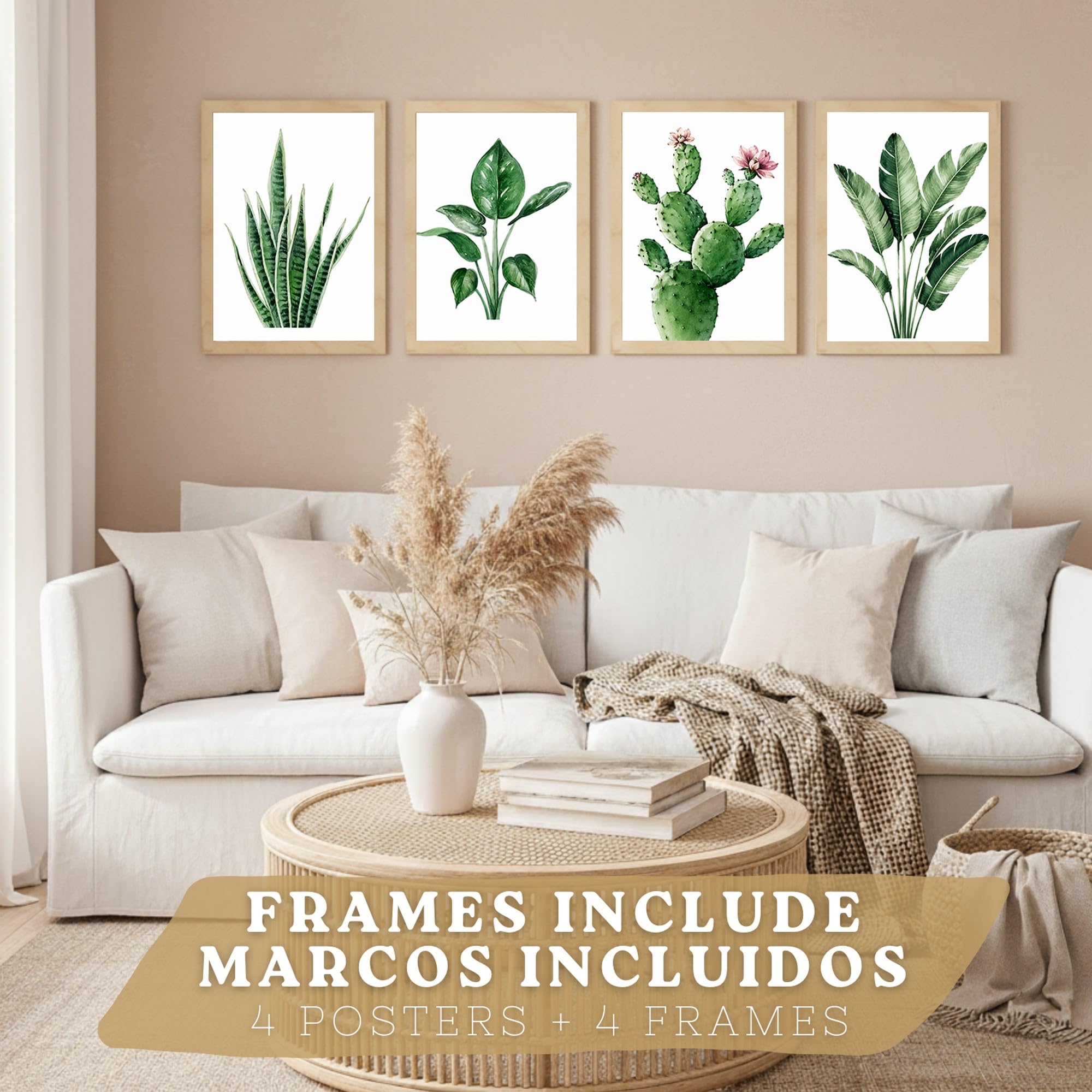 Nacnic Pósters Botánicos Tropicales con Hojas Verdes y Cactus