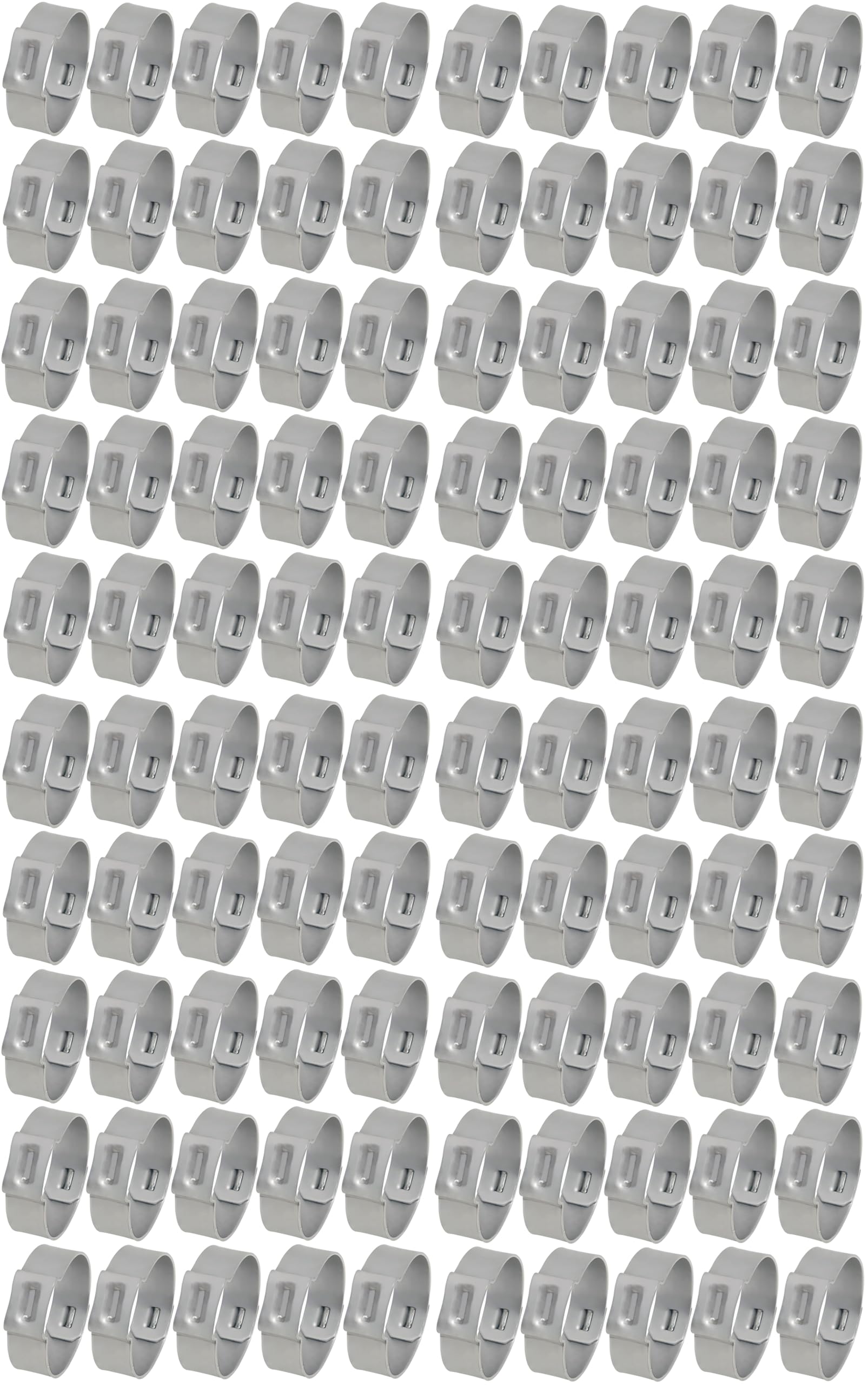 OCS Parts - Oetiker 155 Single Ear Clamps with Mechanical Interlock, 155 Stainless Steel, 21 mm Size, Pack of 100, Includes OCS Parts 2-Year Warranty