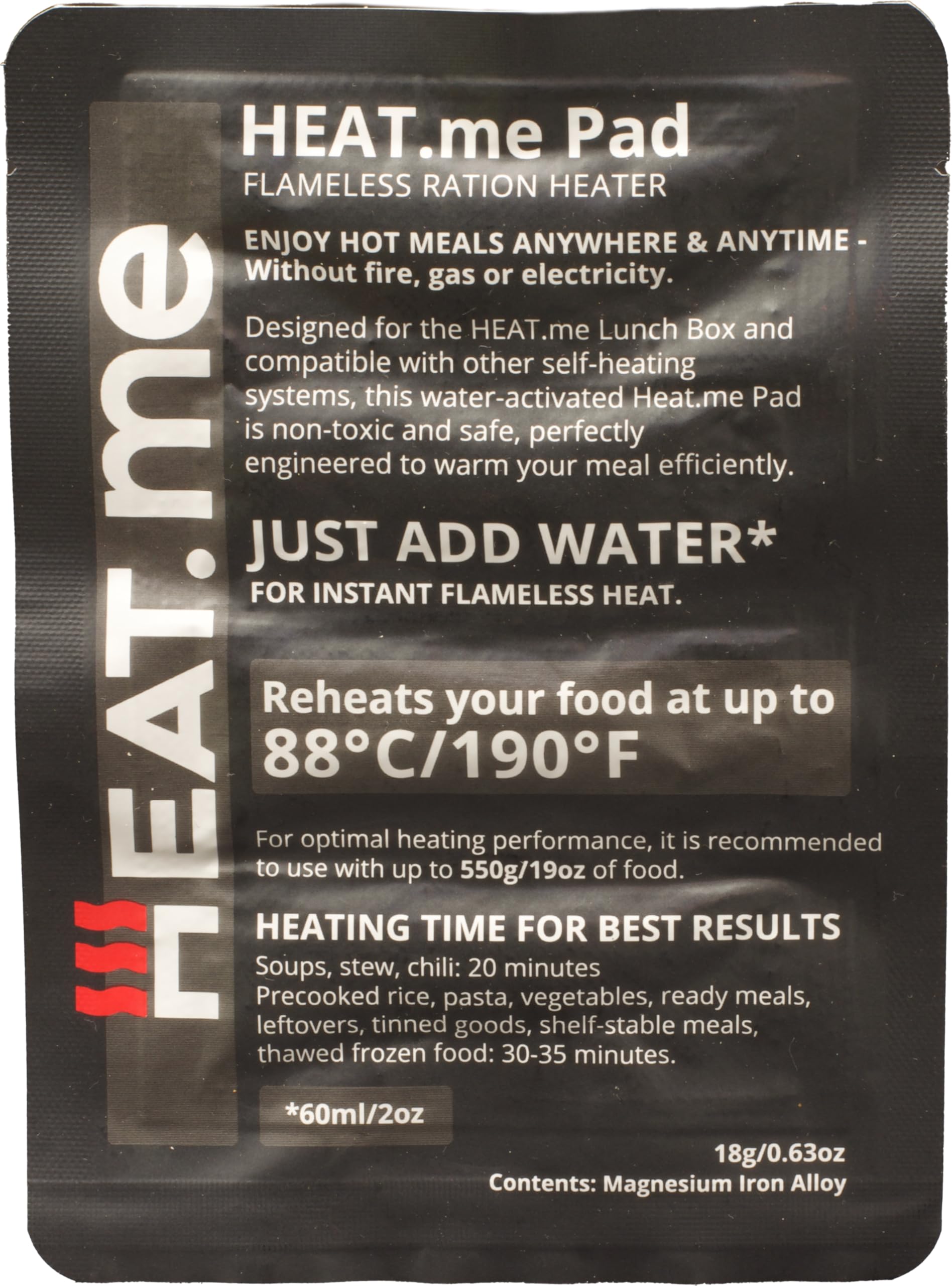 heat.me Heating Pads Lunch Box Kits from 99 Cents | Without Electricity, Gas & Fire | Magnesium Technology 27 g Light | Fire Prohibition + Extreme Weather | Pack of 10/50/100 (50 Pack per Pad))