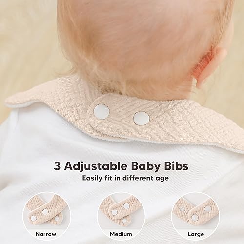 Miniatura 5 de Bearmoss Baby Bibs for Drooling & Teething 8 Pack Muslin Cotton Soft Absorbent Adjustable Unisex Bibs Boys Girls 0-36 Months