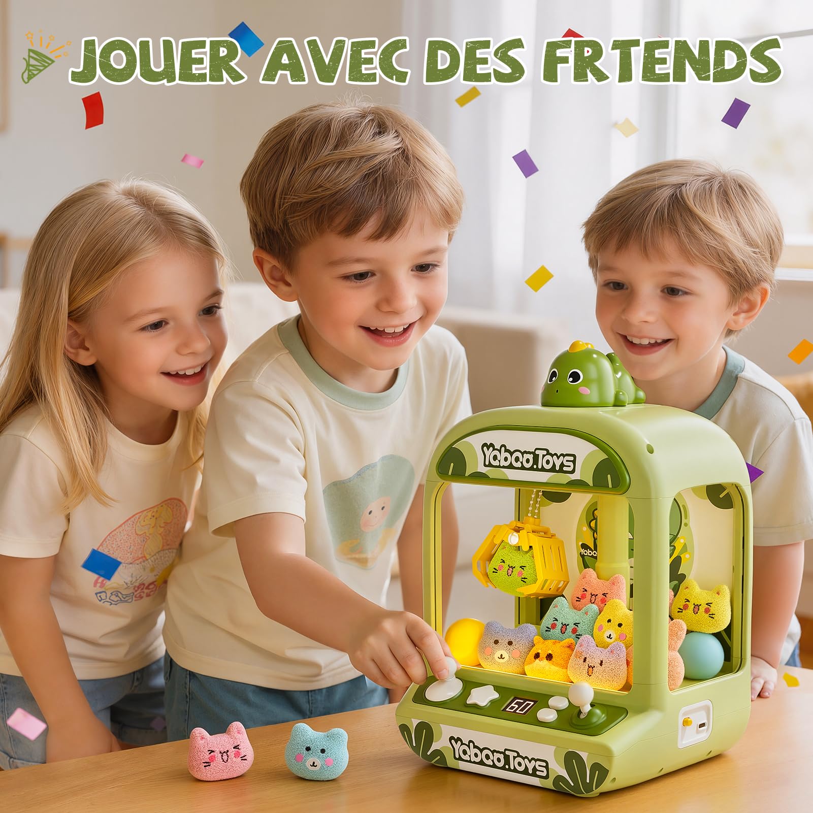 Máquina de pinza para niños, Candy Grabber de dinosaurios con luces de sonido, juguetes de juegos de arcade para niños y niñas, regalo de cumpleaños de Pascua ideal para niños