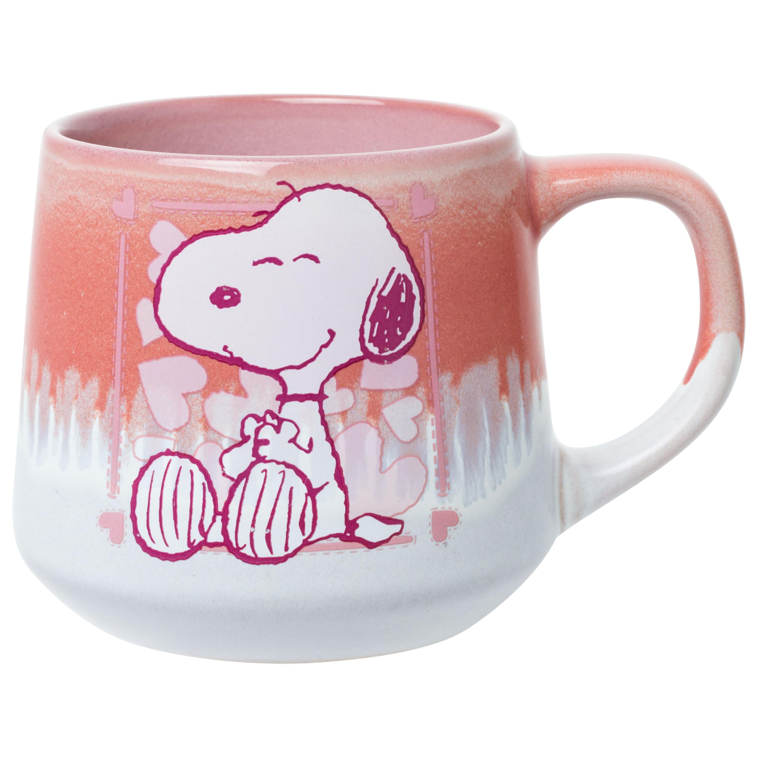 Peanuts Snoopy Hearts Love, Reactive Glaze Pottery Mug, 18oz