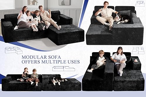 Miniatura 7 de HABUTWAY Sofá modular modular en forma de L de 105 pulgadas para sala de estar, no requiere montaje, sofá modular cómodo con asiento profundo para