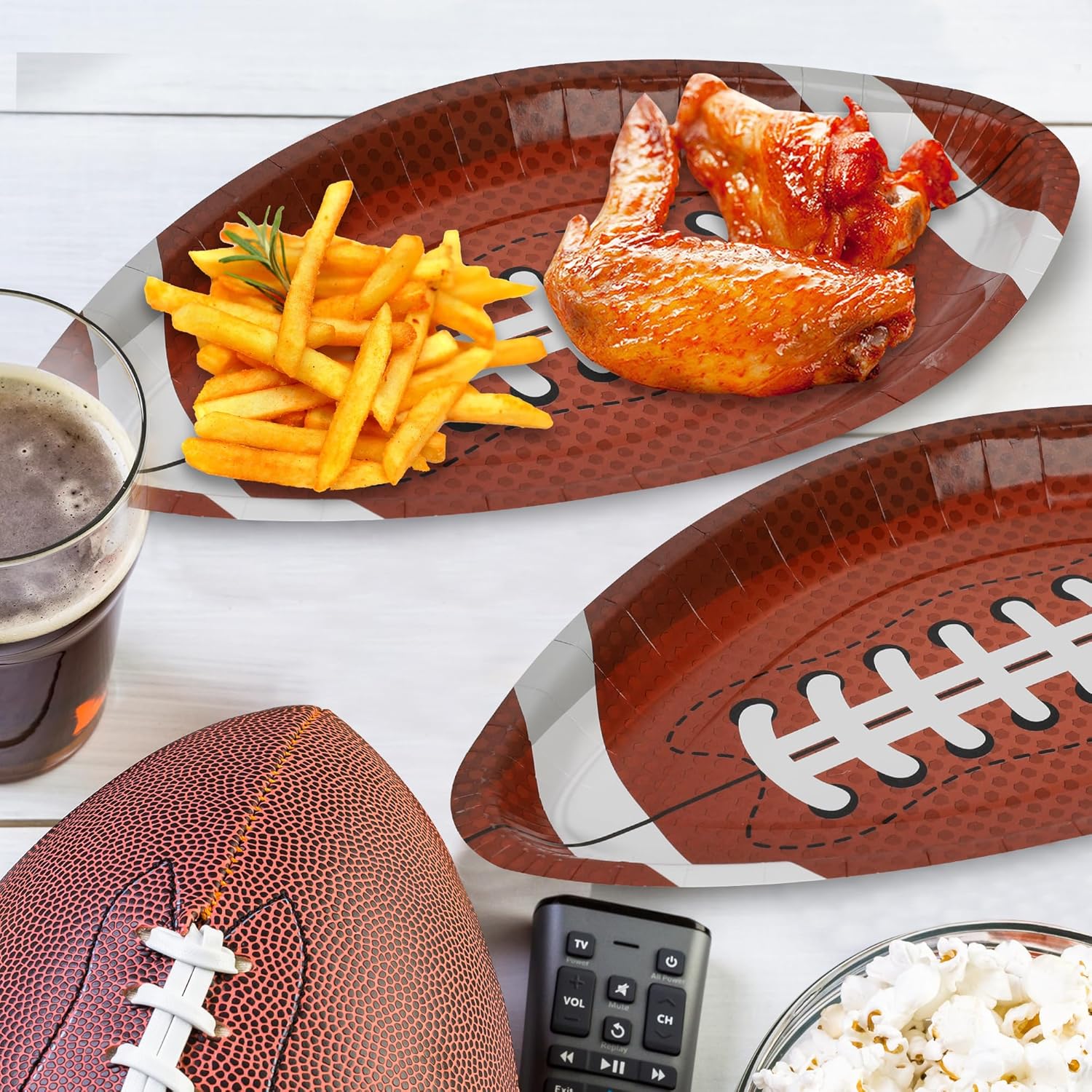 QZYL 100 PCS Football Party Decorations, Large Shape Plates, Touch Down Party Decorations, Disposable Party Supplies for Touchdown Birthday Themed