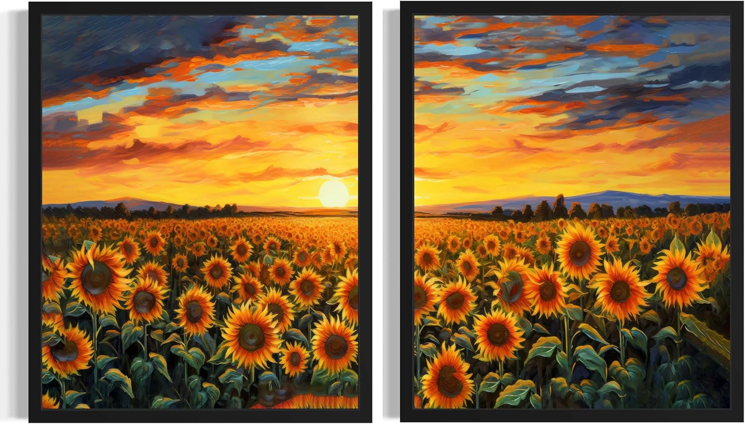 Wall Art Poster Prints, Landscape Floral Nature Scenery Painting,(Set of 2) Decor for Living Room, Bedroom, Bathroom AA37 (Cherry Blossom Branch, 16 x 20 inches (2 Panels), Black Frame)