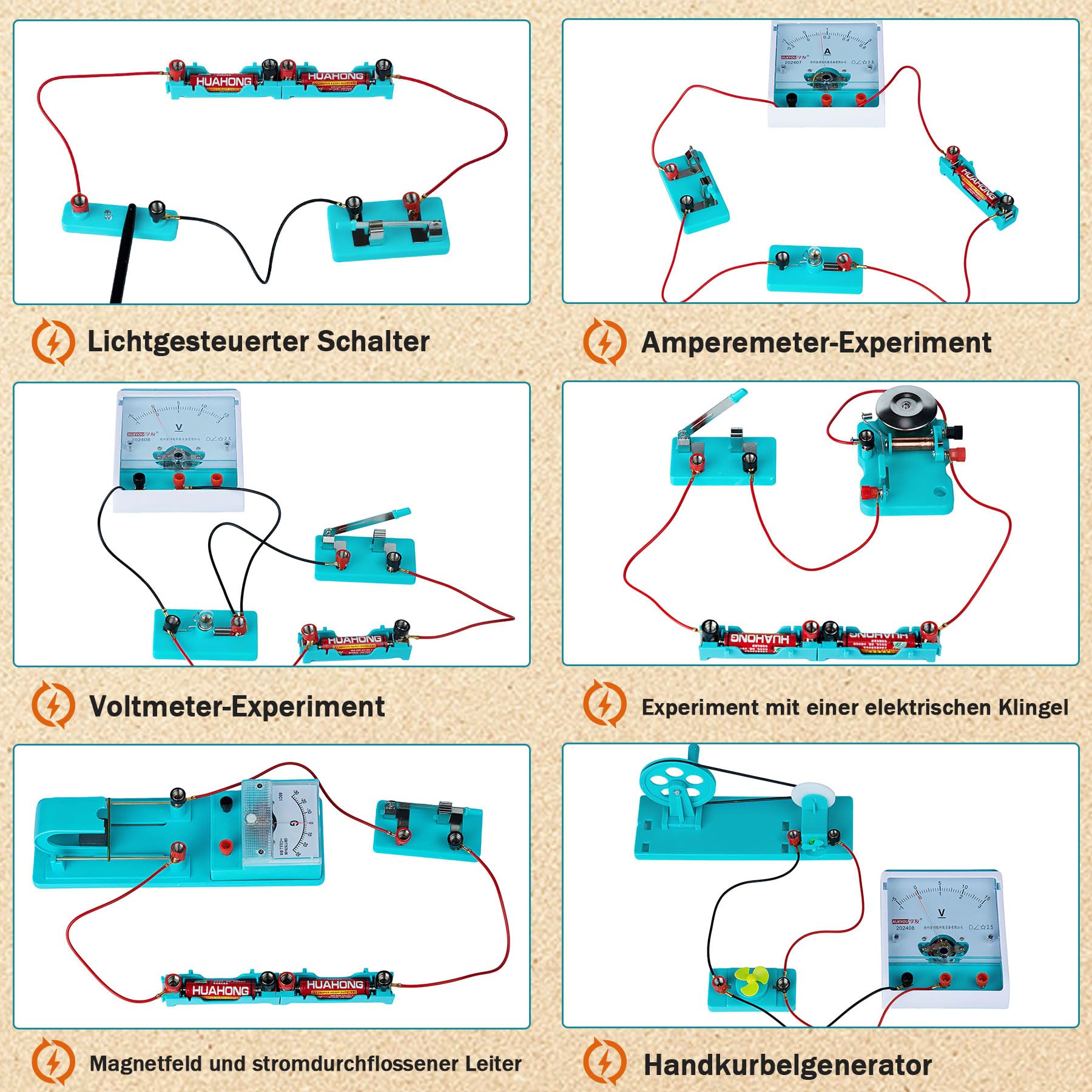 Kit Circuito de Física, Kit ​de Inicio Experimentos ​de Electricidad y Magnetismo para Niños, Electromagnetismo Kit - Desarrollar la Capacidad Intelectual | Circuitos Electrónicos Set, Física Electricidad y Magnetismo Experimentos Kit con 56 Accesorios, D