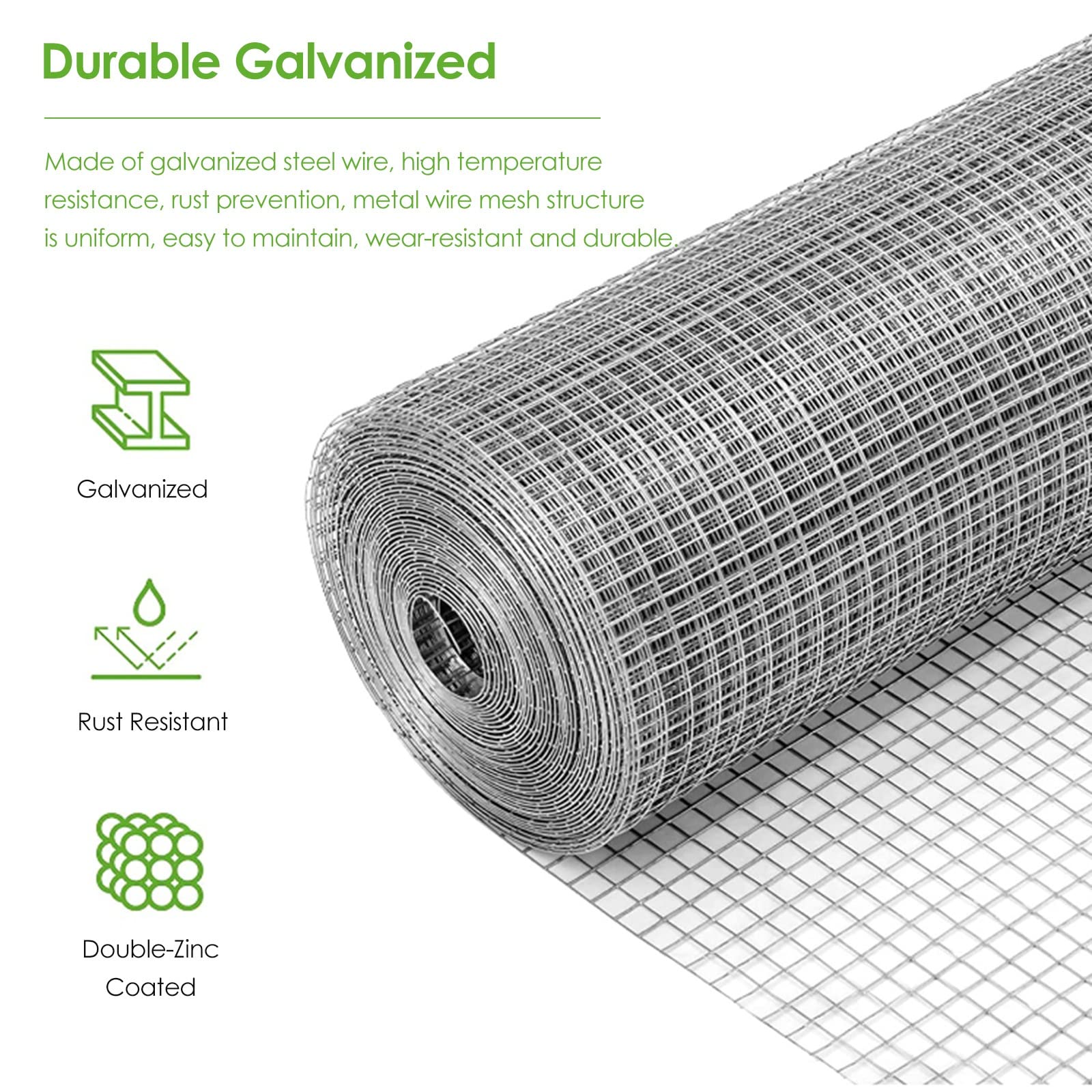 Rollo Malla Enrejado Valla Galvanizado Alambrada Para Gallinero Tela De Ferretería, Alta Resistencia Rollo De Malla Para Aves, Construcción Barrera Marco De Malla, Para Gallinero Jardín ( Size : L 30m