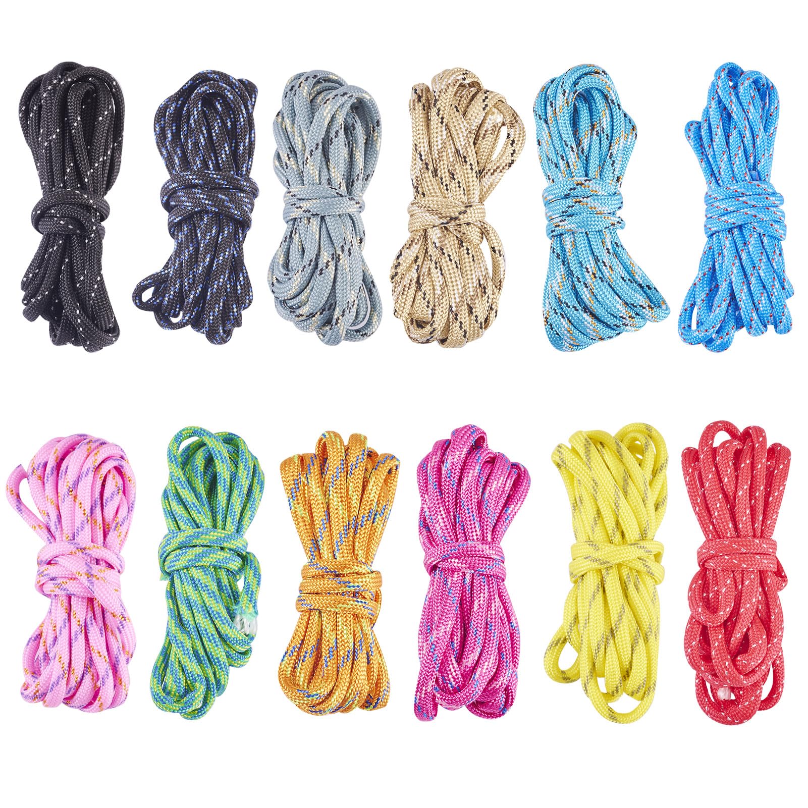 Craftdady 24 m Polyester Cord Ropes 12 Colors 4 mm Sturdy Clothes Line for Tie Pull Swing Climb Knot Bracelet Jewelry Keychain Making