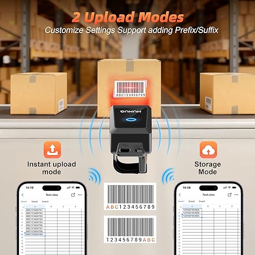 Miniatura 8 de Escáner de código de barras con anillo Bluetooth, escaneo rápido y de largo alcance, mini escáner inalámbrico portátil 1D y 2D Bluetooth de código