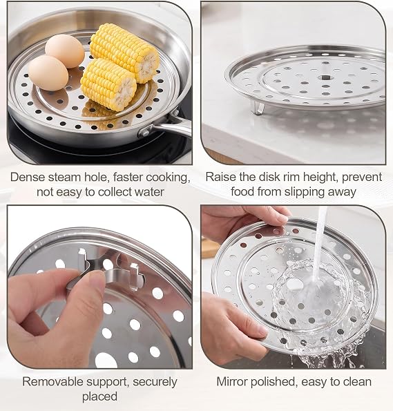 2 Pcs Steamer Rack, Stainless Steel Round Steam Rack for Pot(7.1& 7.9)