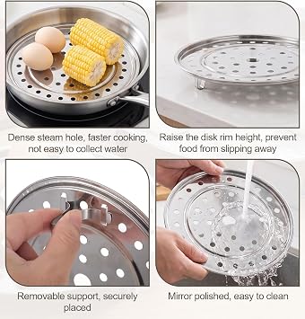 2 Pcs Steamer Rack, Stainless Steel Round Steam Rack for Pot(7.1& 7.9)