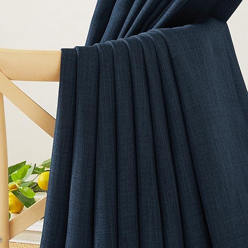 Miniatura 9 de NICETOWN Cortinas 100% opacas para dormitorio de 96 pulgadas de largo, con pinzas plegadas, cortinas térmicas de mezcla de lino sintético, bloquean