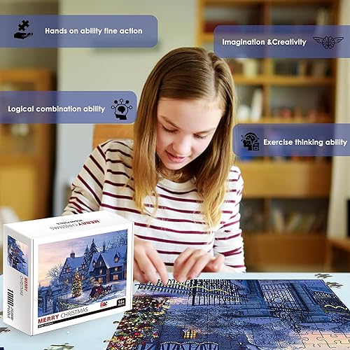 Miniatura 5 de Rompecabezas de Navidad 2023, regalos de obras de arte para adultos, adolescentes y familias, las piezas encajan perfectamente sin polvo, 27.56 x