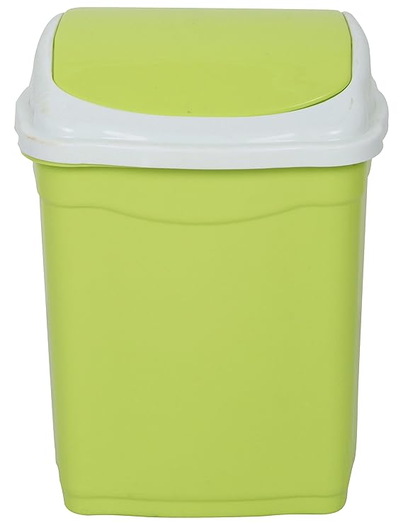 Aristo 28 L, Plastic Swing Lid Dustbin (Green), (34.5 x 26.2 x 49.5 cm