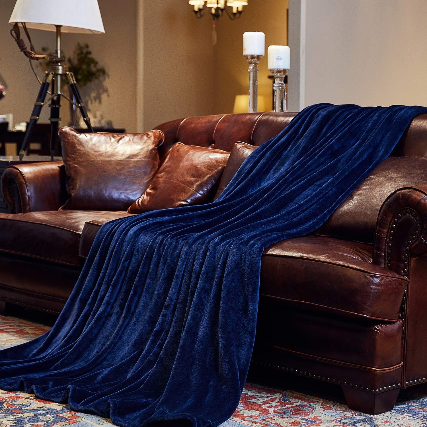 Throw Blankets,Fuzzy Blanket Fluffy Blankets and Throws Clearance Soft Throw Blankets for Adults Kids Navy Blue Plush Throw Blanket for Gifts(50"x60")