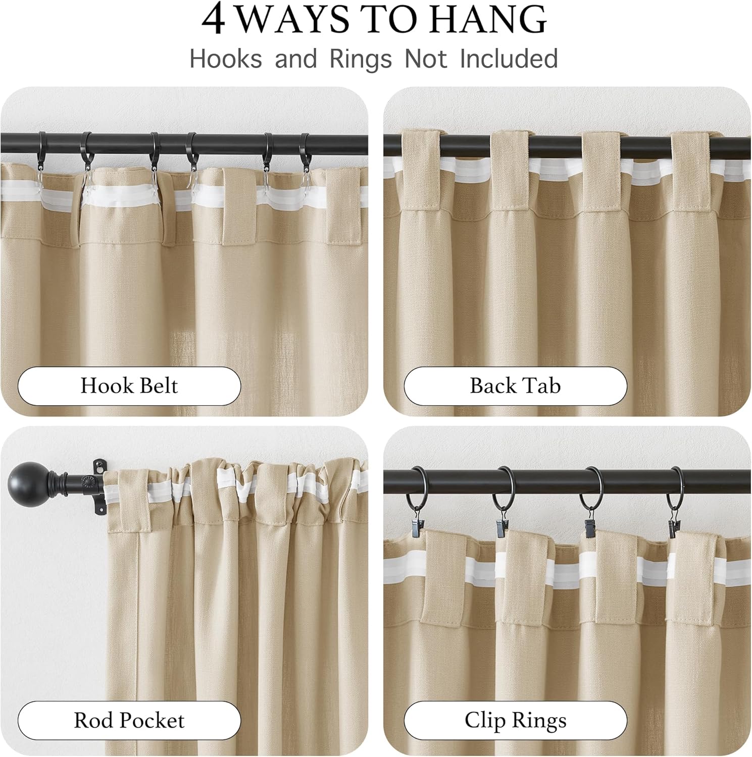 KGORGE Heavy Faux Linen Curtains for Bedroom, Thick Linen Weave UV Protection Light Filtering Privacy Pinch Pleated Window Drapes for Living Room, Thatched Tan, W 52 x L 96 inch, 2 Panels Set