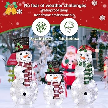 Amazon.com: 3-Piece 2D Lighted Christmas Snowman Family Set
