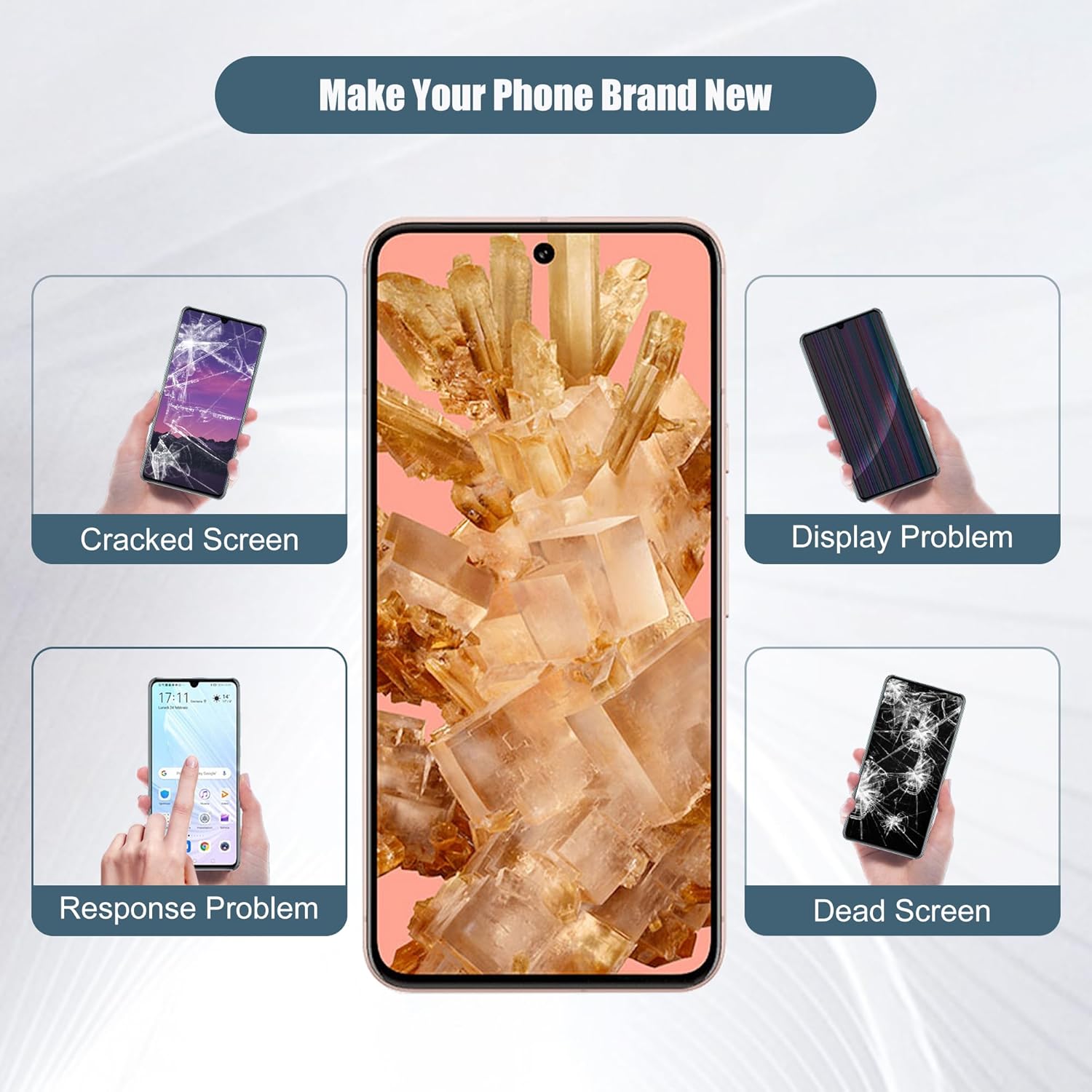 OLED Digital Display Compatible with Google Pixel 8 GKWS6 G9BQD 6.2" LCD Display Touch Screen Assembly with Tools（with Frame）(Support Fingerprint)