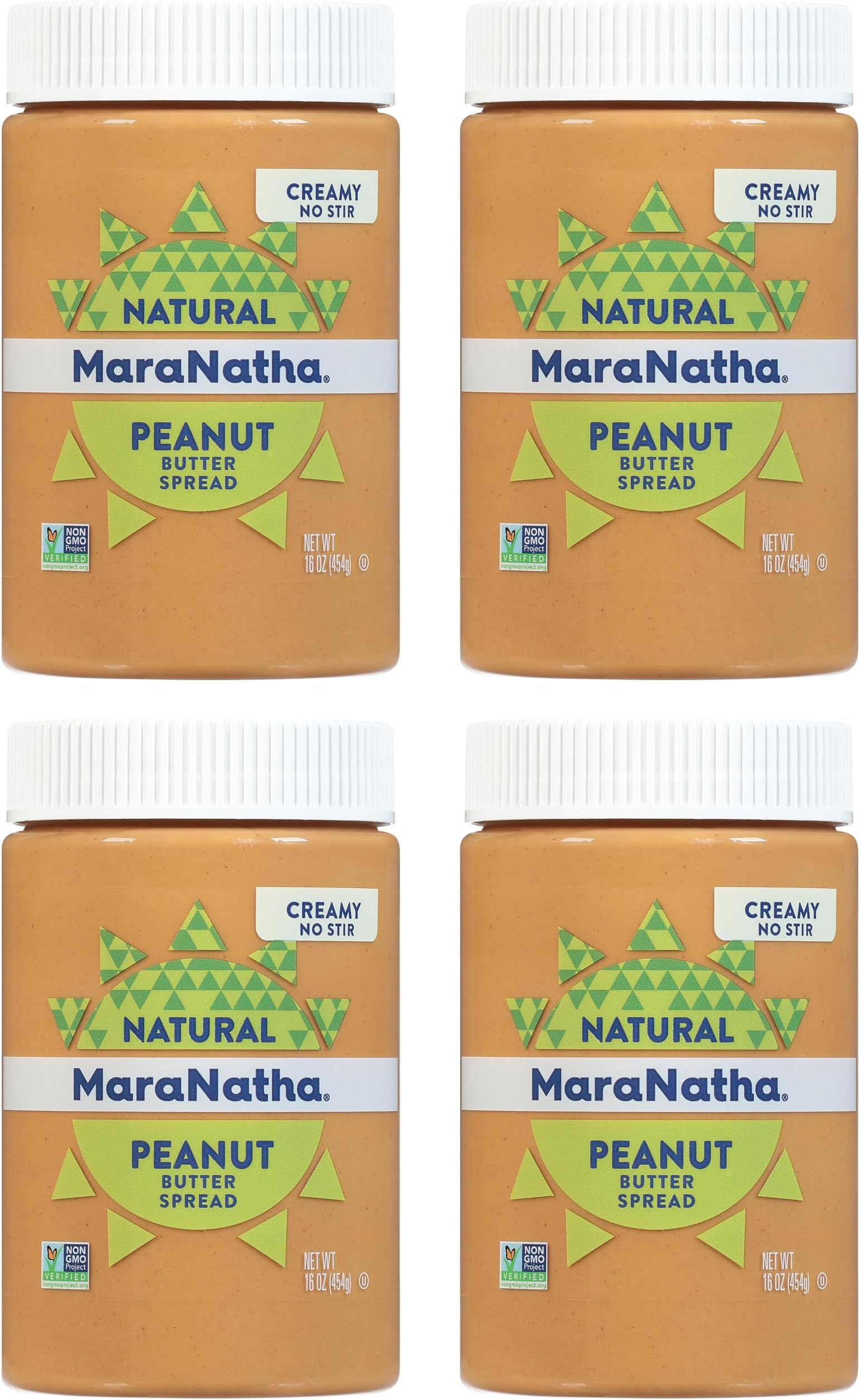 MaraNatha Natural Creamy Peanut Butter Spread, No Stir, 16 Ounce Jar (Pack of 4)