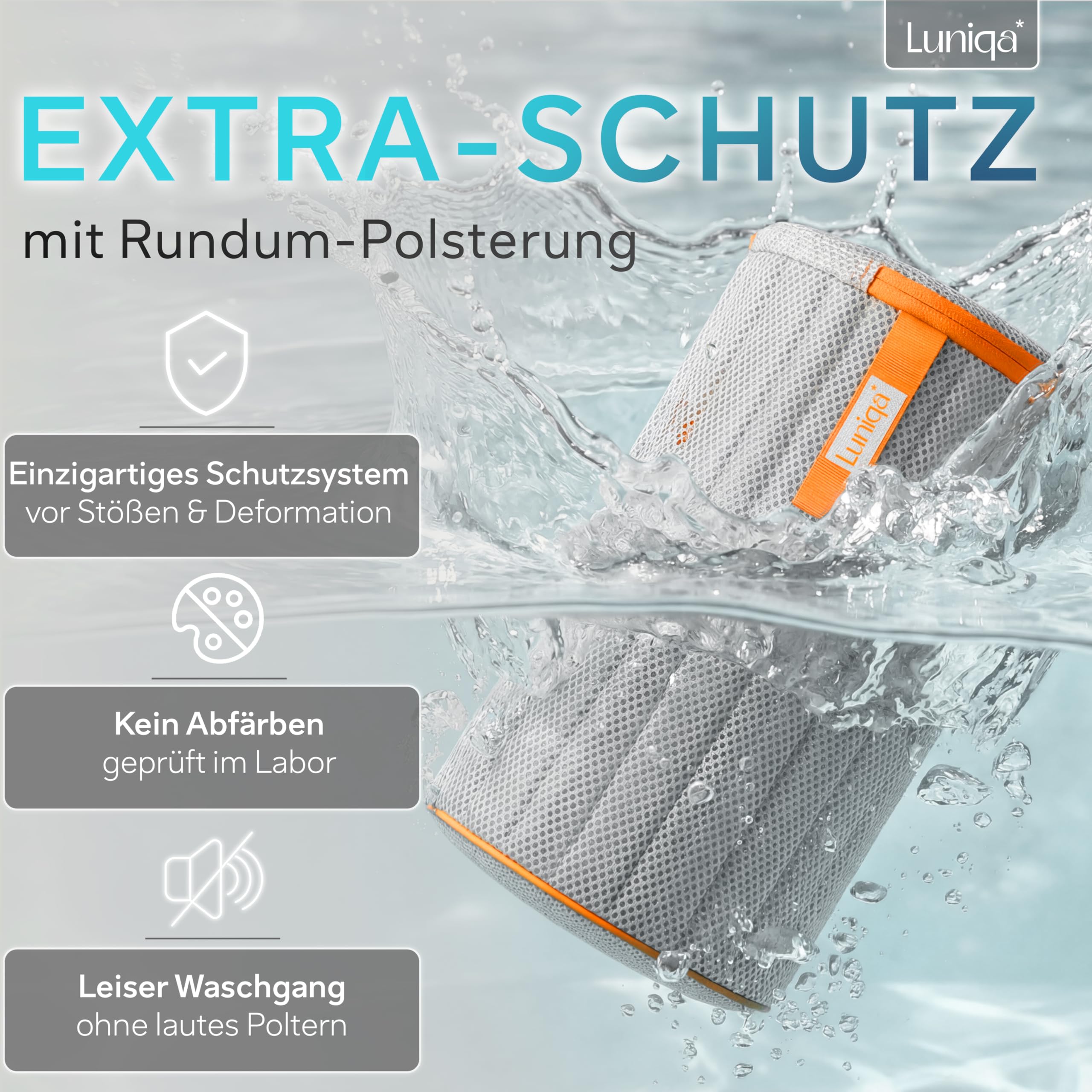 Schuhwaschbeutel - XXL für 2 Schuhe bis Gr. 48 - Gepolstert - Extrem langlebig - Leise - Farbecht - Wäschesack Schuhe - Sneaker Waschbeutel - Wäschenetz - Schuhbeutel Waschmaschine