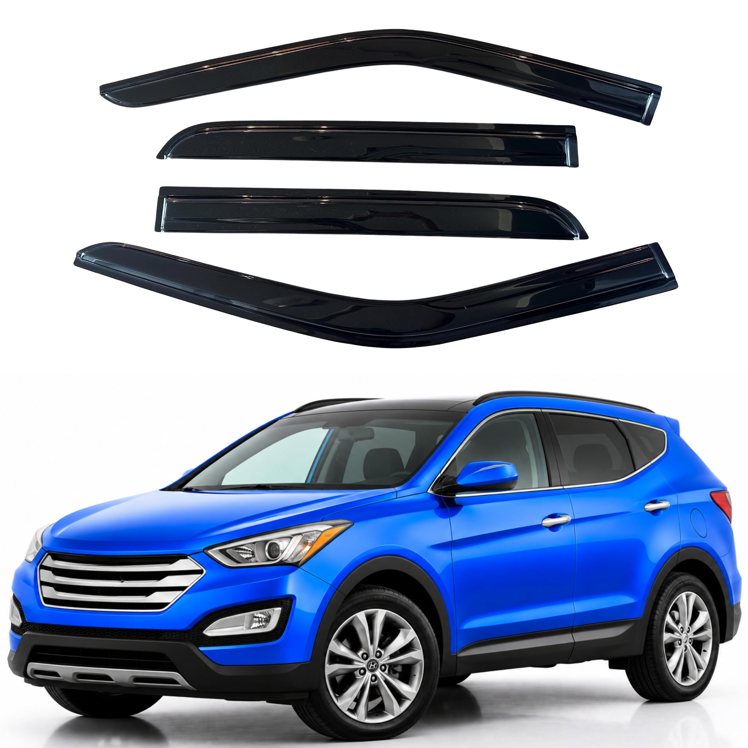 IG Window Visors Fit for 2013-2018 Hyundai Santa Fe, Out-Channel Rain Guards Vent Wind Deflectors 4PC, Car Accessories for 13-18 Santa Fe (Excludes XL Model)