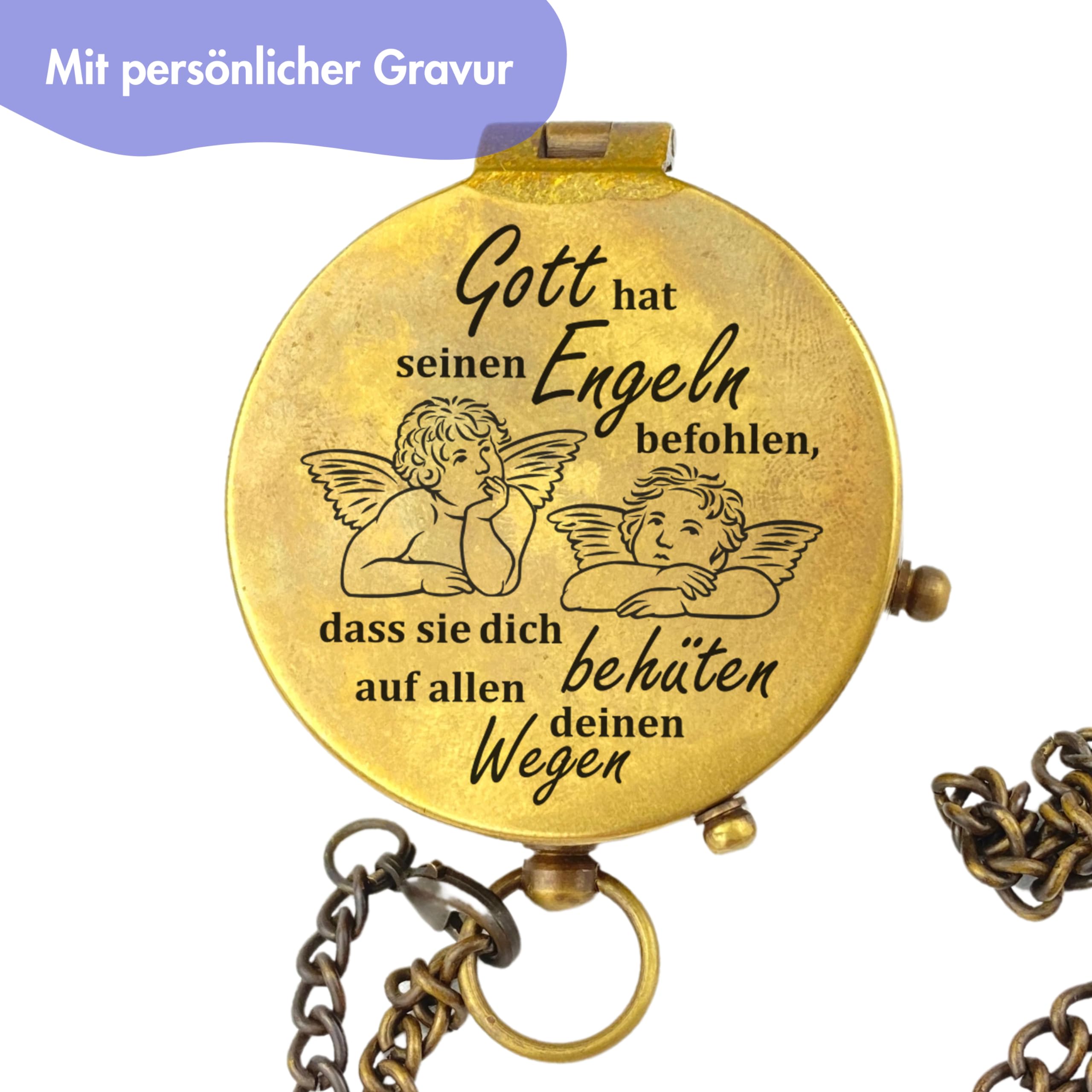 Personalisierter Kompass mit Gravur Kirchenmotiv und Wunschtext Dein Name und Text tolle Geschenkidee für Taufe Kommunion Firmung Konfirmation