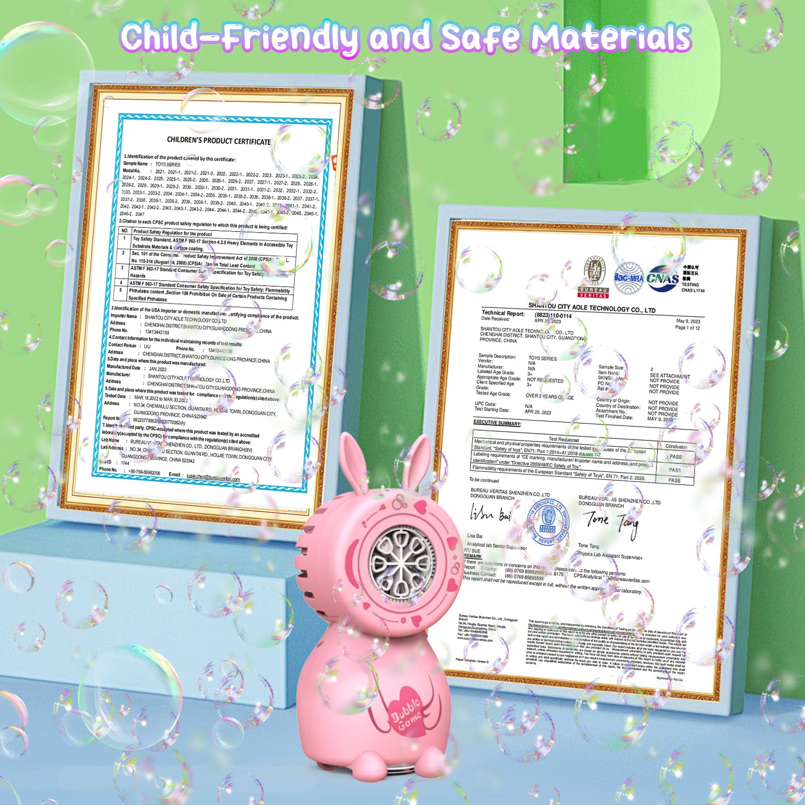 Easter Gift Bunny Bubble Machine, Children's Bubble Blowing Toy with Bubble Solution/8 Holes/8000+ Bubbles/Minute - Image 4