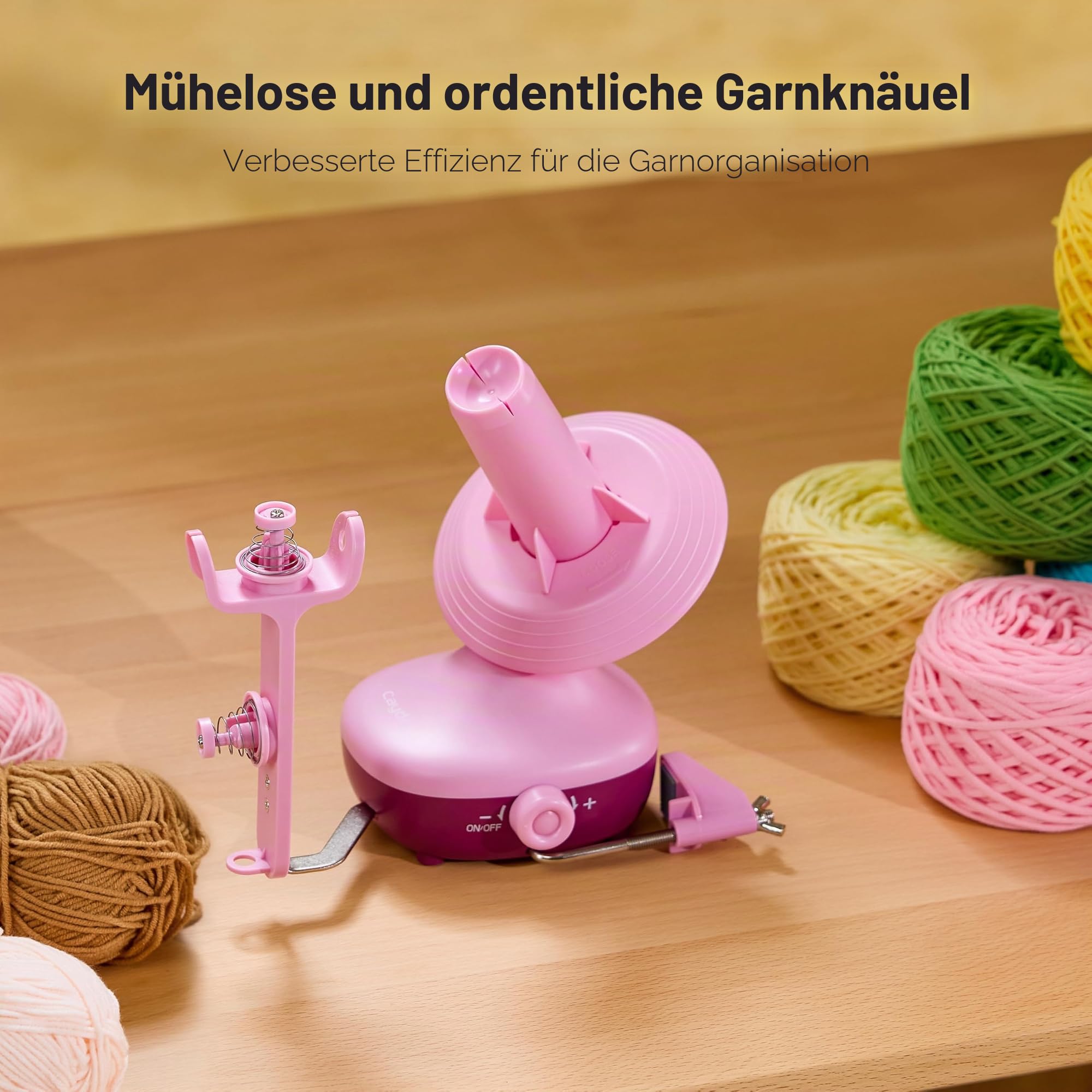 Caydo Elektrischer Garnwickler,Automatische Aufwickeln Doppelter Spannfeder | Müheloser Garnorganisator,Stufenlose Geschwindigkeitsregelung,7oz Pretty Cake,Handarbeitshelfer für Garnliebhaber & Häkelfans